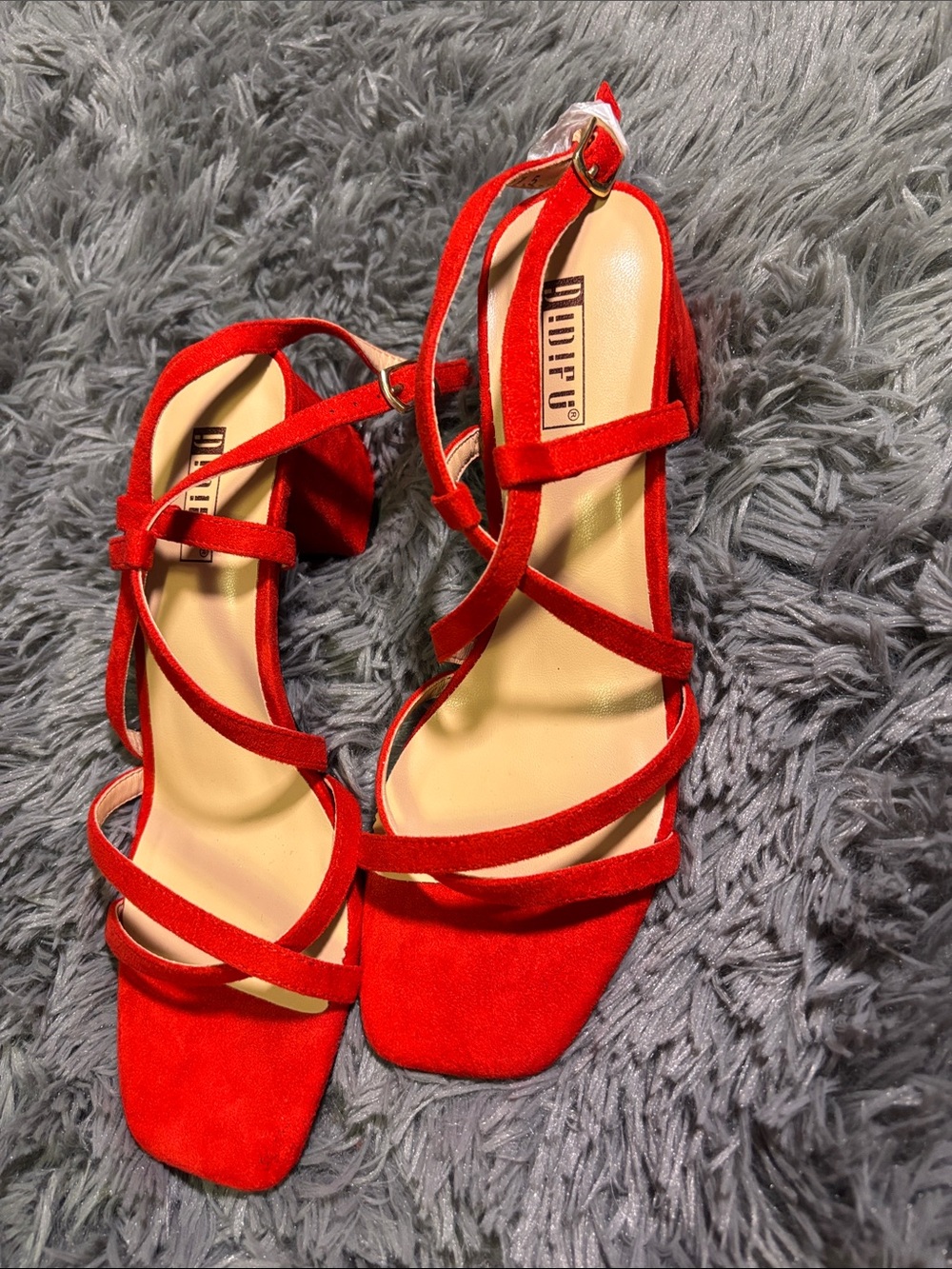 Strappy Chunky Block Square Toe Heels size 7.5 women’s NEW - Picture 5 of 7